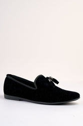 Volterra Velvet Tassel Black Loafer